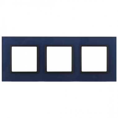 Фотография товара 'Эра Рамка на 3 поста, стекло, Эра Elegance, синий+антр Б0034519'