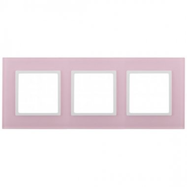 Фотография товара 'Эра Рамка на 3 поста, стекло, Эра Elegance, розовый+бел Б0034520'