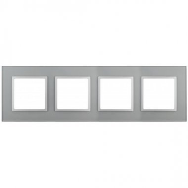 Фотография товара 'Эра Рамка на 4 поста, стекло, Эра Elegance, алюминий+алюм Б0034526'