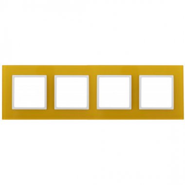 Фотография товара 'Эра Рамка на 4 поста, стекло, Эра Elegance, жёлтый+бел Б0034530'