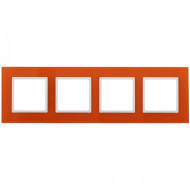 Фотография товара 'Эра Рамка на 4 поста, стекло, Эра Elegance, оранжевый+бел Б0034531'