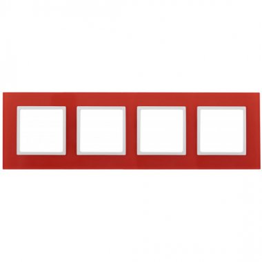 Фотография товара 'Эра Рамка на 4 поста, стекло, Эра Elegance, красный+бел Б0034532'