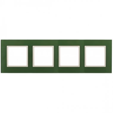 Фотография товара 'Эра Рамка на 4 поста, стекло, Эра Elegance, зелёный+сл.кость Б0034535'
