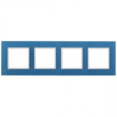 Фотография товара 'Эра Рамка на 4 поста, стекло, Эра Elegance, голубой+бел Б0034536'