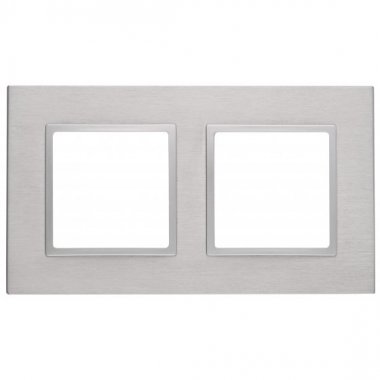 Фотография товара 'Эра Рамка на 2 поста, металл, Эра Elegance, алюминий+алюм Б0034547'