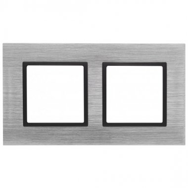 Фотография товара 'Эра Рамка на 2 поста, металл, Эра Elegance, сталь+антр Б0034551'