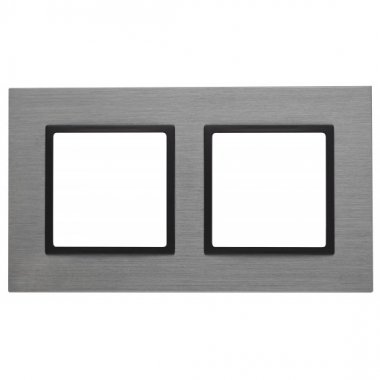 Фотография товара 'Эра Рамка на 2 поста, металл, Эра Elegance, титан+антр Б0034552'