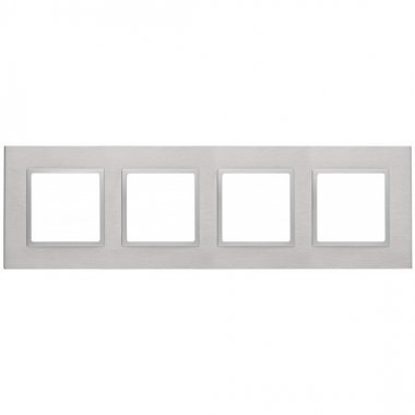 Фотография товара 'Эра Рамка на 4 поста, металл, Эра Elegance, алюминий+алюм Б0034559'