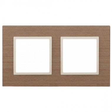 Фотография товара 'Эра Рамка на 2 поста, дерево, Эра Elegance, ясень+сл.кость Б0034572'