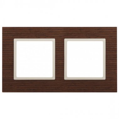 Фотография товара 'Эра Рамка на 2 поста, дерево, Эра Elegance, дуб+сл.кость Б0034574'
