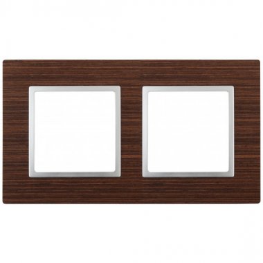 Фотография товара 'Эра Рамка на 2 поста, дерево, Эра Elegance, венге+алюм Б0034575'