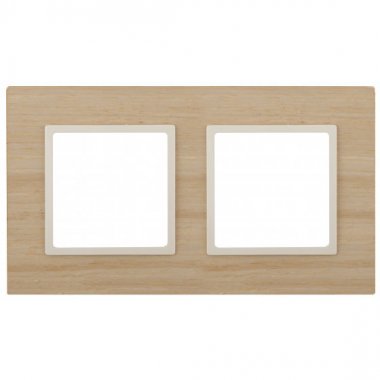 Фотография товара 'Эра Рамка на 2 поста, дерево, Эра Elegance, клён+сл.кость Б0034576'