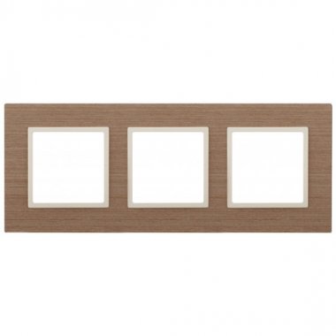 Фотография товара 'Эра Рамка на 3 поста, дерево, Эра Elegance, ясень+сл.кость Б0034578'