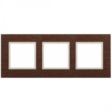 Фотография товара 'Эра Рамка на 3 поста, дерево, Эра Elegance, дуб+сл.кость Б0034580'