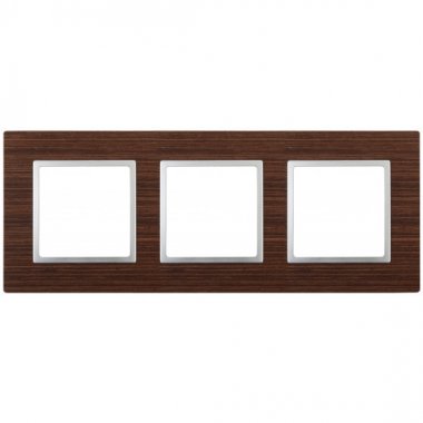 Фотография товара 'Эра Рамка на 3 поста, дерево, Эра Elegance, венге+алюм Б0034581'