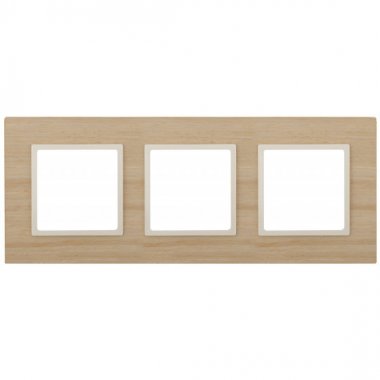 Фотография товара 'Эра Рамка на 3 поста, дерево, Эра Elegance, клён+сл.кость Б0034582'