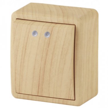 Фотография товара 'Эра Выключатель с подсветкой, 10АХ-250В, ОУ, Эра Эксперт, сосна Б0020659'