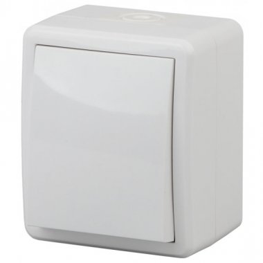 Фотография товара 'Эра Выключатель с подсветкой IP54, 10АХ-250В, ОУ, Эра Эксперт, серый Б0020671'