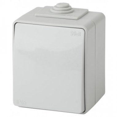 Фотография товара 'Эра Выключатель IP65, 10АХ-250В, ОУ, Эра Эксперт, серый Б0035972'