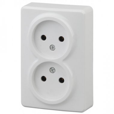 Фотография товара 'Эра Розетка 2х2P, 16АХ-250В, ОУ, Эра Эксперт, белый Б0020682'