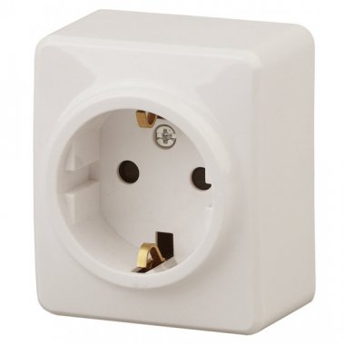 Фотография товара 'Эра Розетка 2P+E Schuko со шторками, 16АХ-250В, ОУ, Эра Эксперт, сл.кость Б0020689'