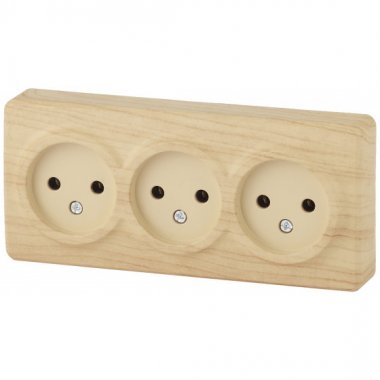 Фотография товара 'Эра Розетка 3х2P, 16АХ-250В, ОУ, Эра Эксперт, сосна Б0020699'