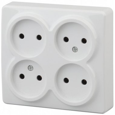 Фотография товара 'Эра Розетка 4х2P, 16АХ-250В, ОУ, Эра Эксперт, белый Б0020706'