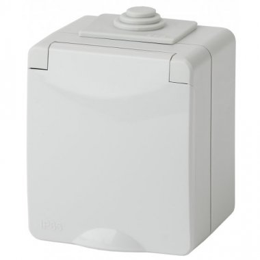 Фотография товара 'Эра Розетка 2P+E IP65, 16АХ-250В, ОУ, Эра Эксперт, серый Б0035988'