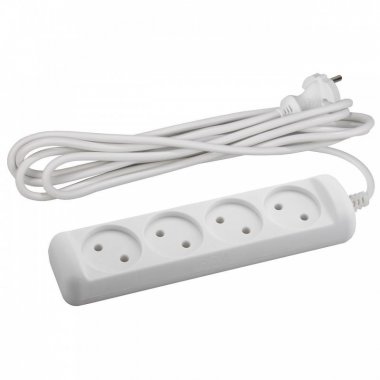 Фотография товара 'Эра Удлинитель бытовой 4гн, 3м, ПВС, 2х1мм2, 10А Б0028362'