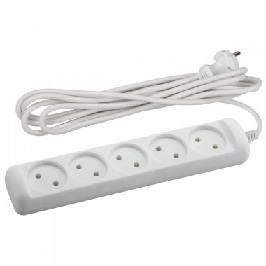 Фотография товара 'Эра Удлинитель бытовой 5гн, 5м, ПВС, 2х1мм2, 10А Б0028365'