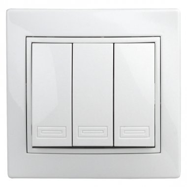 Фотография товара 'Эра Выключатель тройной, 10А-250В, СУ, б.л., Plano, белый (10/200/2000) Б0038827'