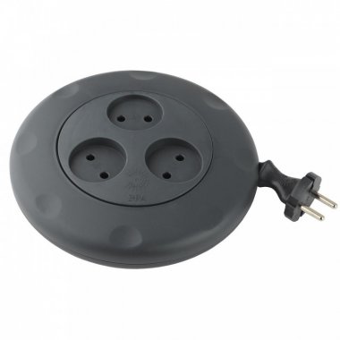 Фотография товара 'Эра Удлинитель UR-3-3m-B ЭРА рулетка, без заземл, 3гн, 3м, ШВВП, 2x0.75мм 2, 10А Б0019039'