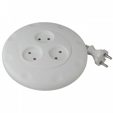 Фотография товара 'Эра Удлинитель UR-3-3m-W ЭРА рулетка, без заземл, 3гн, 3м, ШВВП, 2x0.75мм Б0019038'