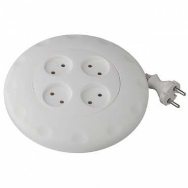 Фотография товара 'Эра Удлинитель UR-4-7m-W ЭРА рулетка, без заземл, 4гн, 7м, ШВВП, 2x0.75мм2, 10А Б0019041'