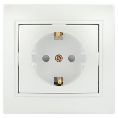 Фотография товара 'Эра Розетка Intro Plano 1-206-06 с заземлением 2P+E Schuko со шторками, 16А-250В, IP20, СУ, перламутр Б0053929'