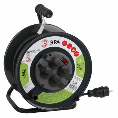 Фотография товара 'Эра Удлинитель силовой RMx-4es-3x1.5-50m-IP44(KG) на м. катушке c/з 4 гн 50м КГ 3х1.5 Б0046804'