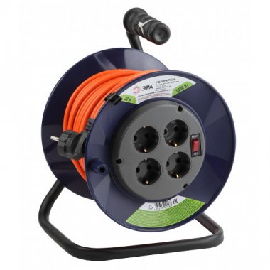 Фотография товара 'Эра Удлинитель силовой RPx-4es-3х0.75-30m на п. катушке c/з 4 гн 30м ПВС 3х0.75 Б0043052'