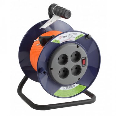 Фотография товара 'Эра Удлинитель силовой RPx-4s-2x1.0-20m на п. катушке б/з 4 гн 20м ПВС 2х1 Б0043050'