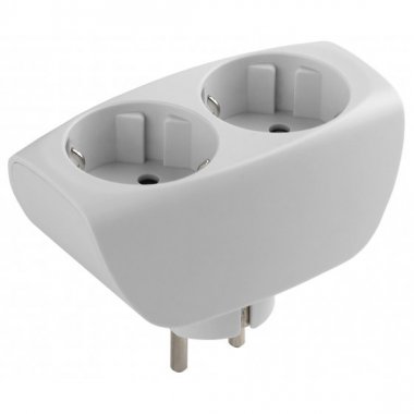 Фотография товара 'Эра SP-2e-W ЭРА Тройник 2гн, с заземл, со шторками C0045528'