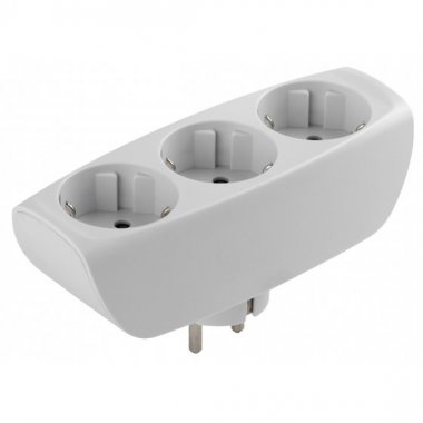 Фотография товара 'Эра SP-3e-W ЭРА Тройник 3гн, c заземл, со шторками C0045529'