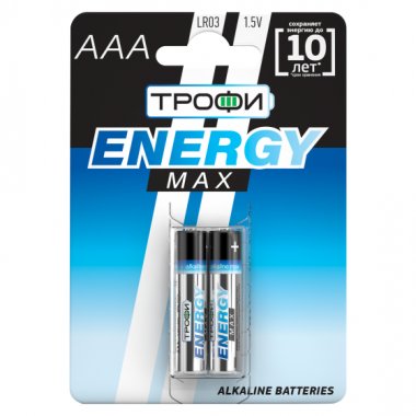 Фотография товара 'Эра Батарейки Трофи LR03-2BL ENERGY MAX Alkaline Б0018946'