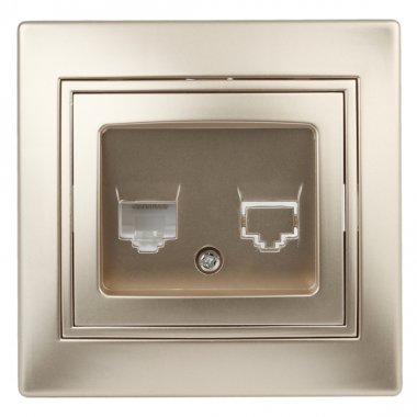 Фотография товара 'Эра Розетка Intro Plano 1-302-04 телефонная RJ11, IP20, СУ, шампань Б0030083'