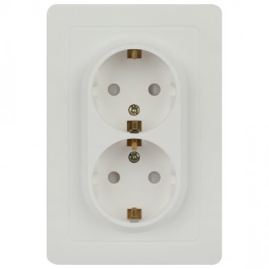 Фотография товара 'Эра Розетка Intro 7-208-01 Style двойная с заземлением 2X2P+E Schuko со шторками, 16А-250В, IP20, СУ, белый Б0060625'