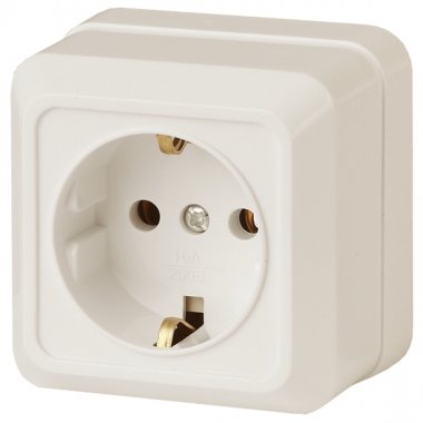 Фотография товара 'Эра Розетка 2P+E Schuko, 16А-250В, IP20, ОУ, Quadro, сл.кость Б0027650'