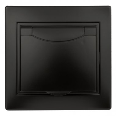 Фотография товара 'Эра Розетка 2P+E Schuko с крышкой, 16А-250В, IP20, СУ, Plano, антрацит (10/100/3000) Б0044568'