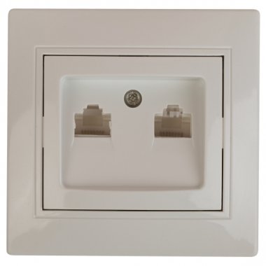 Фотография товара 'Эра Розетка Intro Plano 1-304-02 информационная двойная 2xRJ45, СУ, слоновая кость Б0043242'
