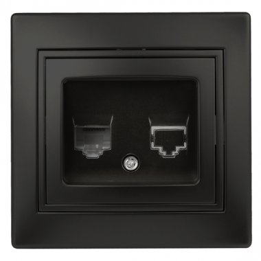 Фотография товара 'Эра Розетка Intro Plano 1-303-05 информационная RJ45, IP20, СУ, антрацит Б0044575'