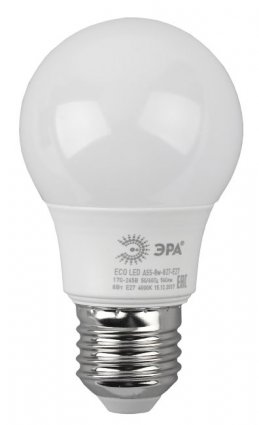 Фотография товара 'Эра Лампы СВЕТОДИОДНЫЕ ЭКО ECO LED A55-8W-827-E27 Б0032095'
