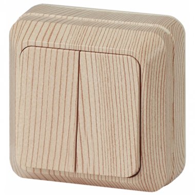 Фотография товара 'Эра Выключатель Intro Quadro 2-104-11 двухклавишный 10А-250В, IP20, ОУ, сосна Б0053763'