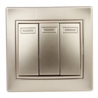 Фотография товара 'Эра Выключатель Intro Plano 1-106-04 тройной, 10А-250В, IP20, СУ, шампань Б0053793'